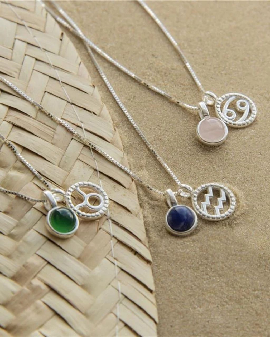 Cancer Zodiac with Birthstone Necklace in Silver | Star sign Jun/Jul