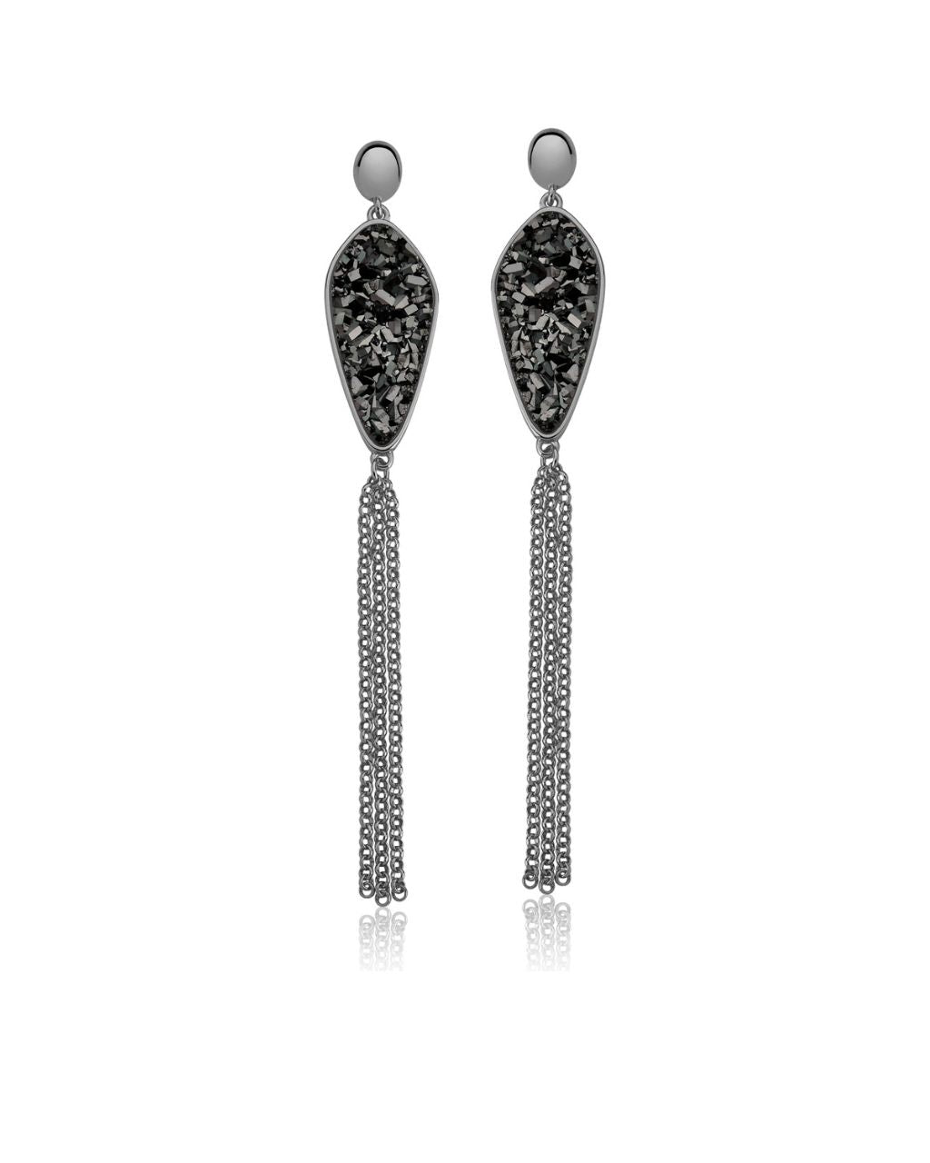 Stone earrings | Rhodium