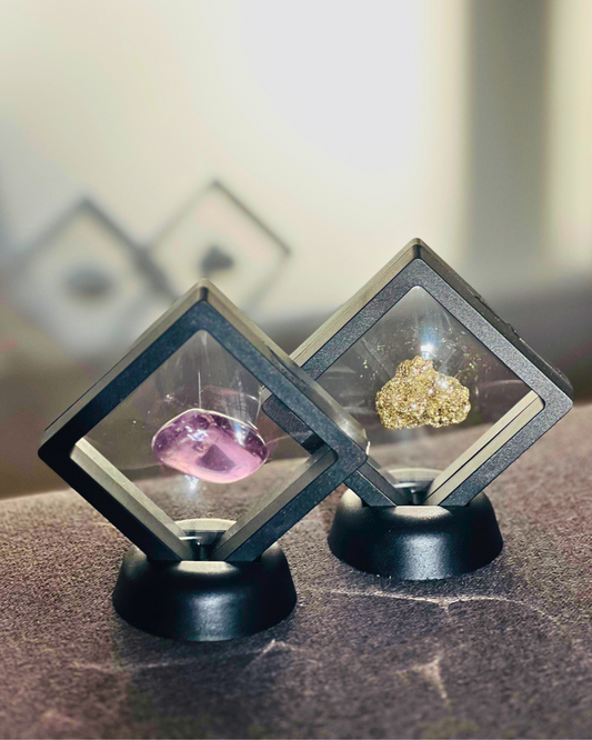 Crystals on display | Pyrite, Amethyst or Green Quartz