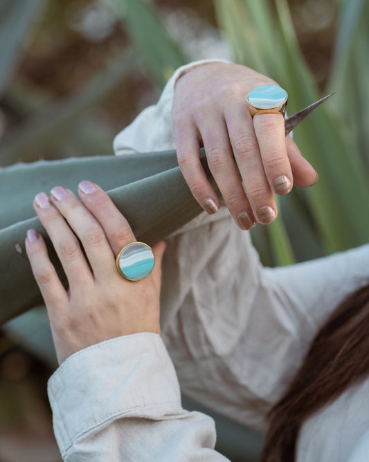 Colore ring on Blue Agate