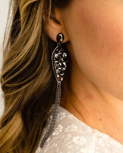 Stone earrings | Rhodium