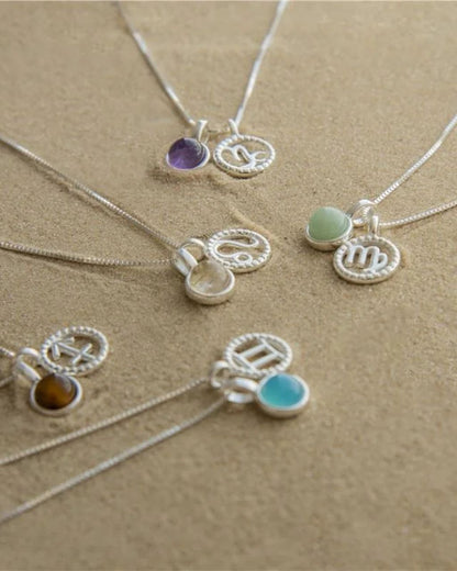 Virgo Zodiac with Birthstone Necklace | Star sign Aug/Sept