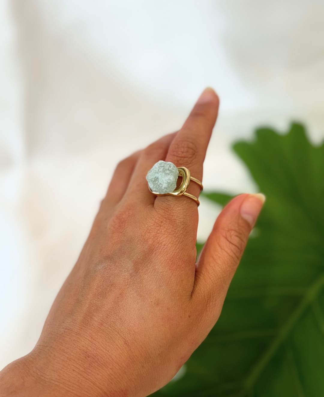 Natural crystal ring